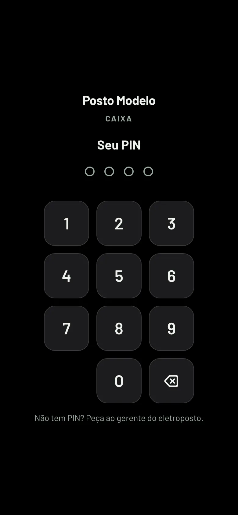 Caixa: entrada do frentista com PIN