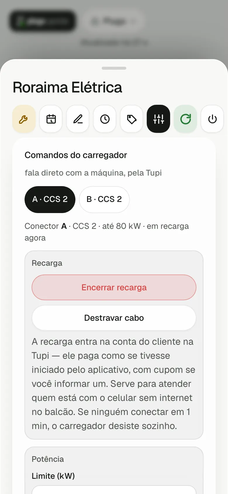 Comandos da estação