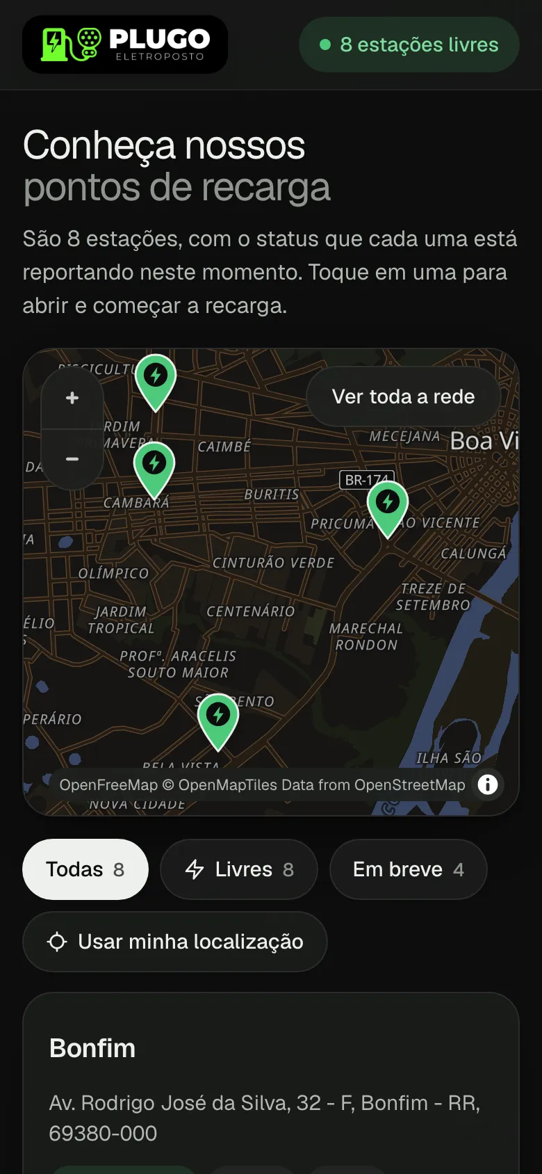 Mapa público da rede
