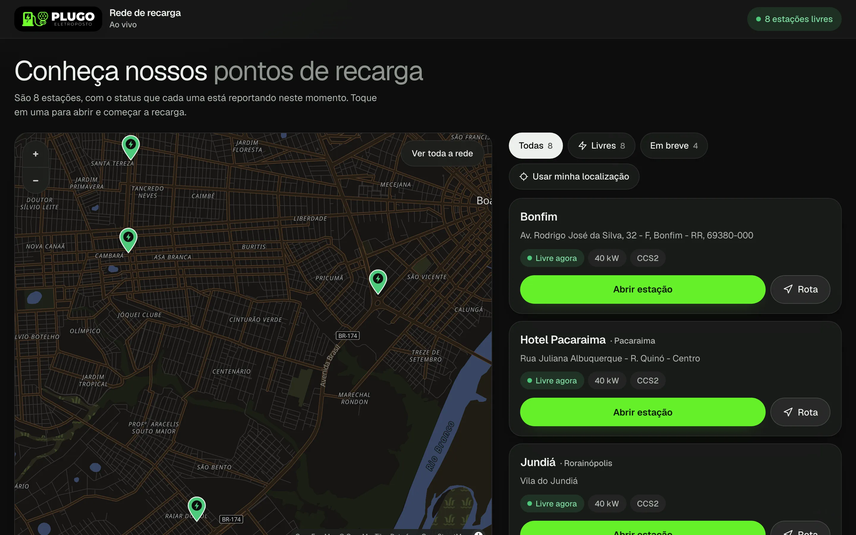Mapa público da rede