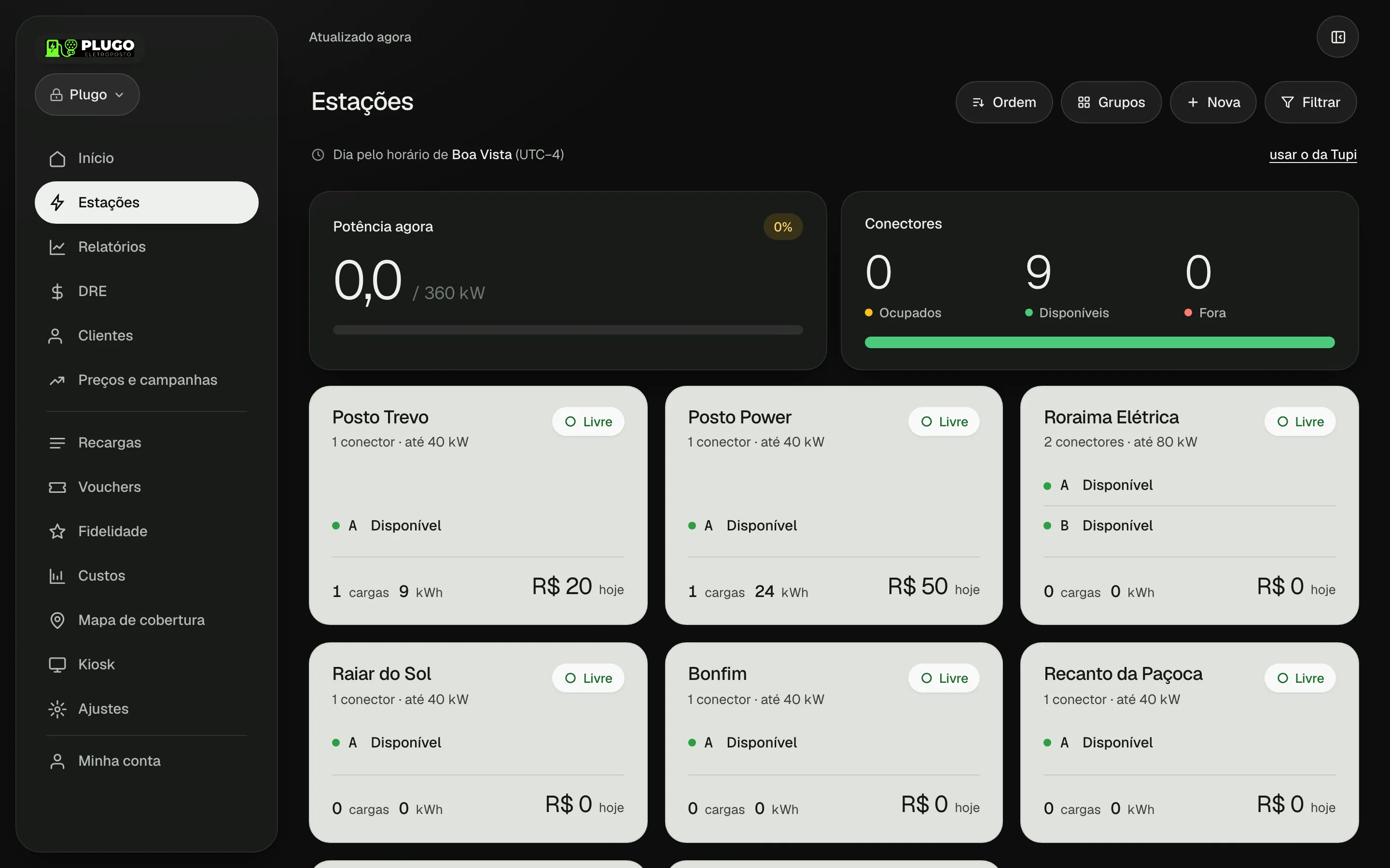 Estações ao vivo, conector por conector